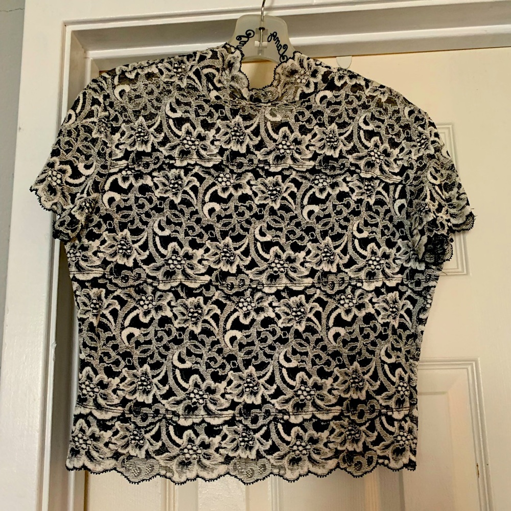Black and white lace top.
